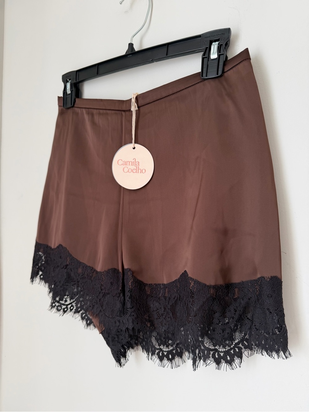 Camila Coelho Brown black lace trim Shorts - Picture 2 of 7